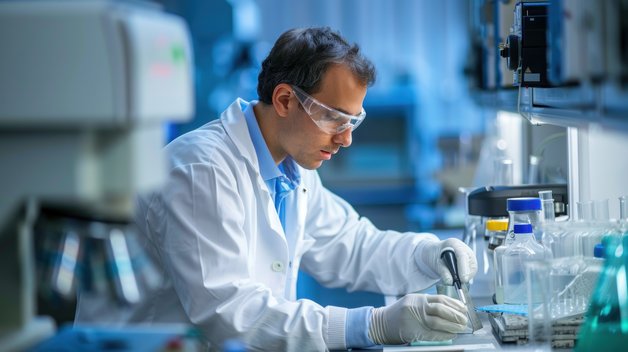 Ein Mann arbeitet im Labor